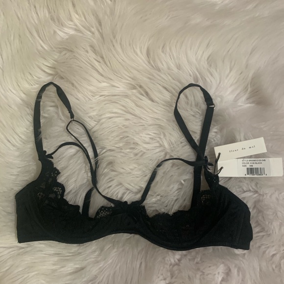 Fleur du Mal NWT CHARLOTTE LACE PEEKABOO BRA - Picture 2 of 4